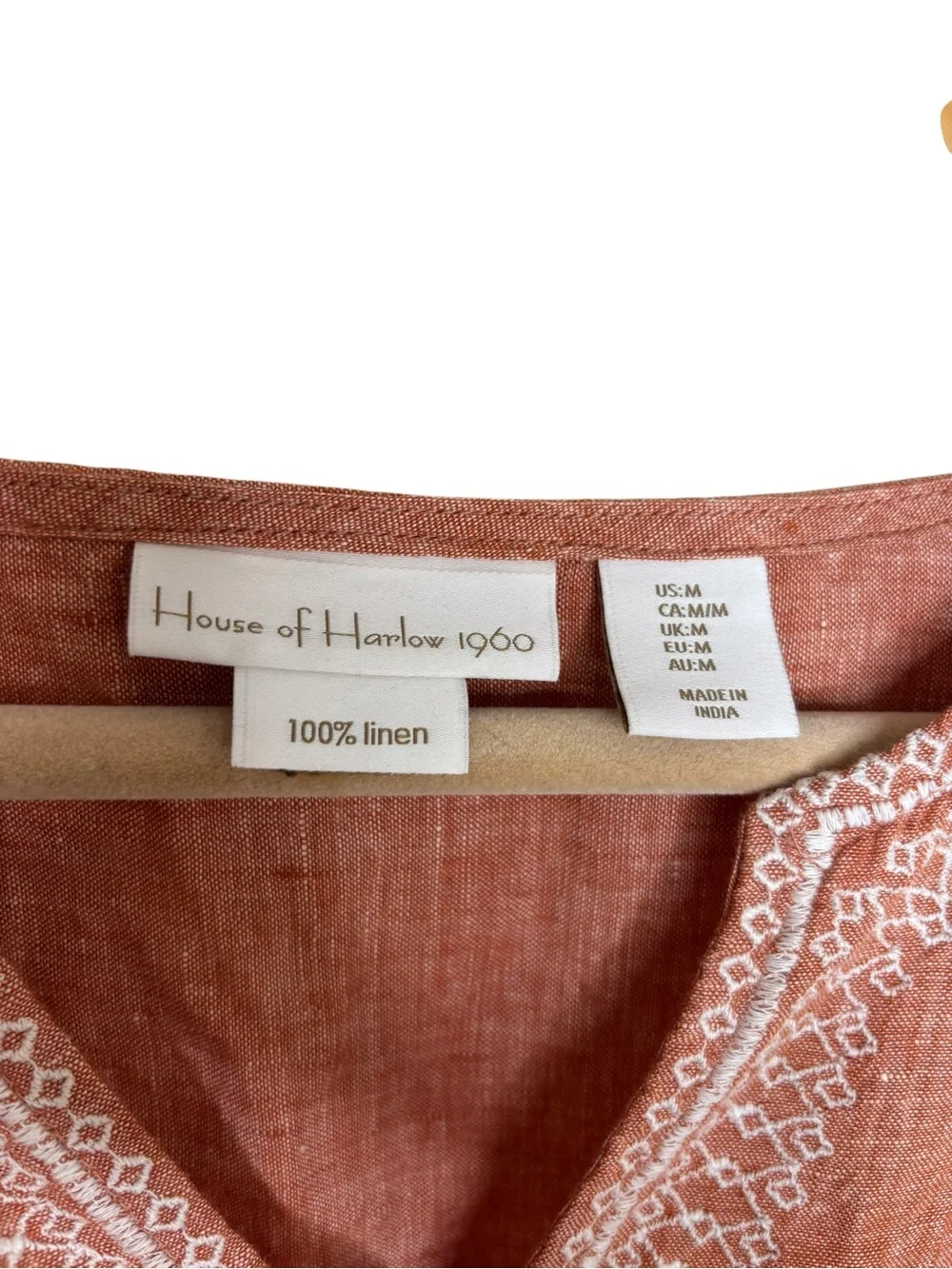 House of Harlow 1960 top orange linen embroidered dolman drop shoulder medium